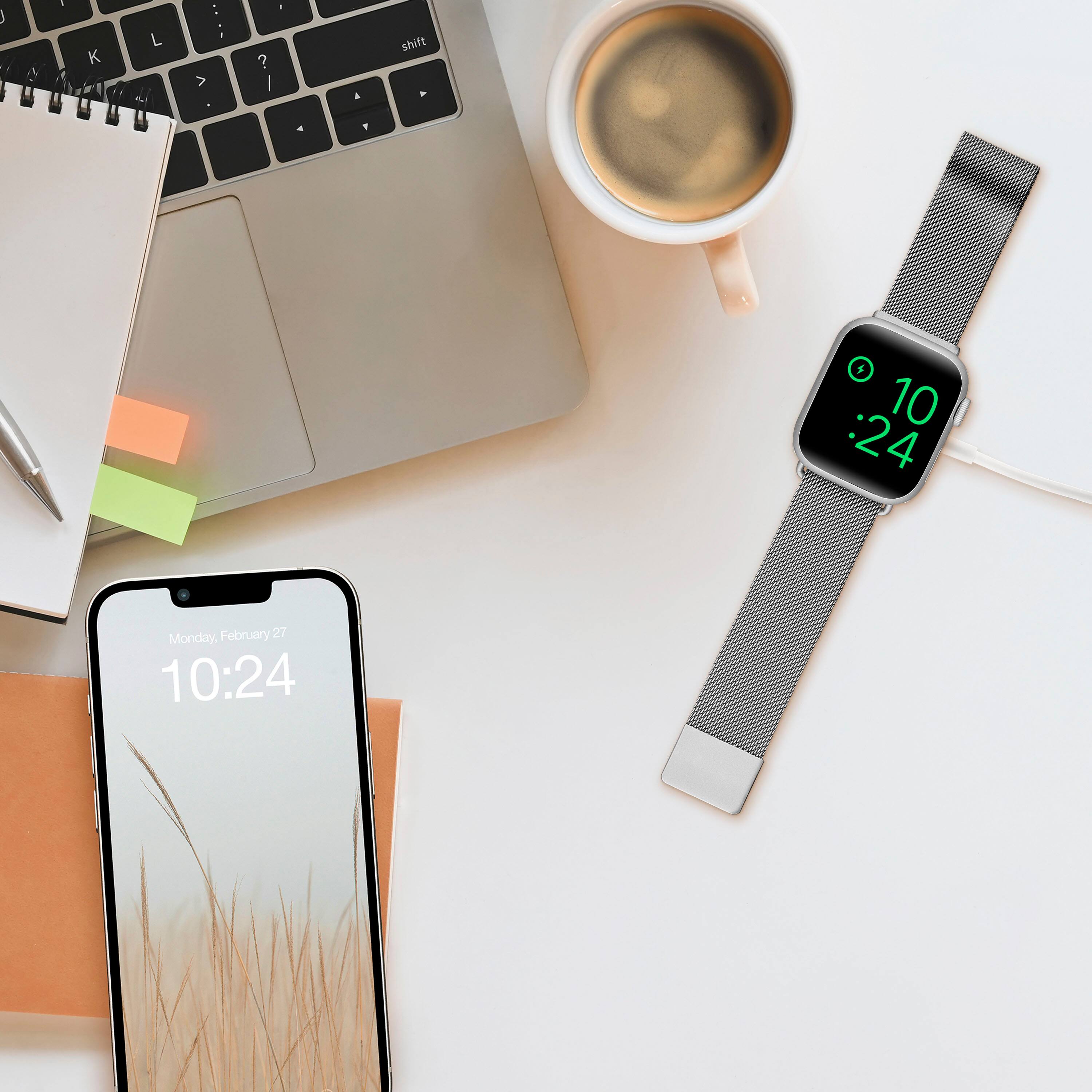 Alt View 14. Insignia™ - Stainless Steel Mesh Band for Apple Watch 38mm, 40mm, 41mm and SE - Silver.