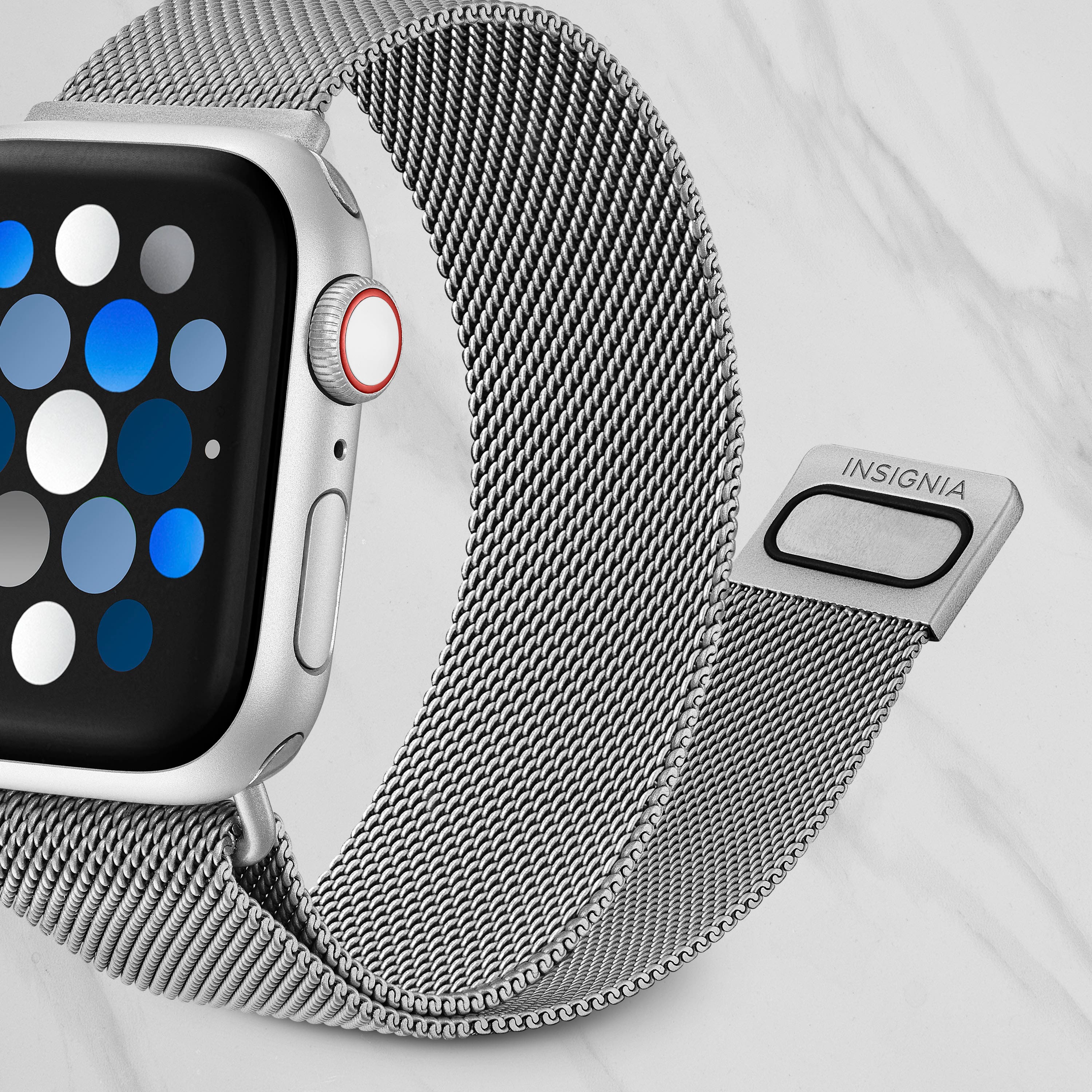 Alt View 15. Insignia™ - Stainless Steel Mesh Band for Apple Watch 38mm, 40mm, 41mm and SE - Silver.