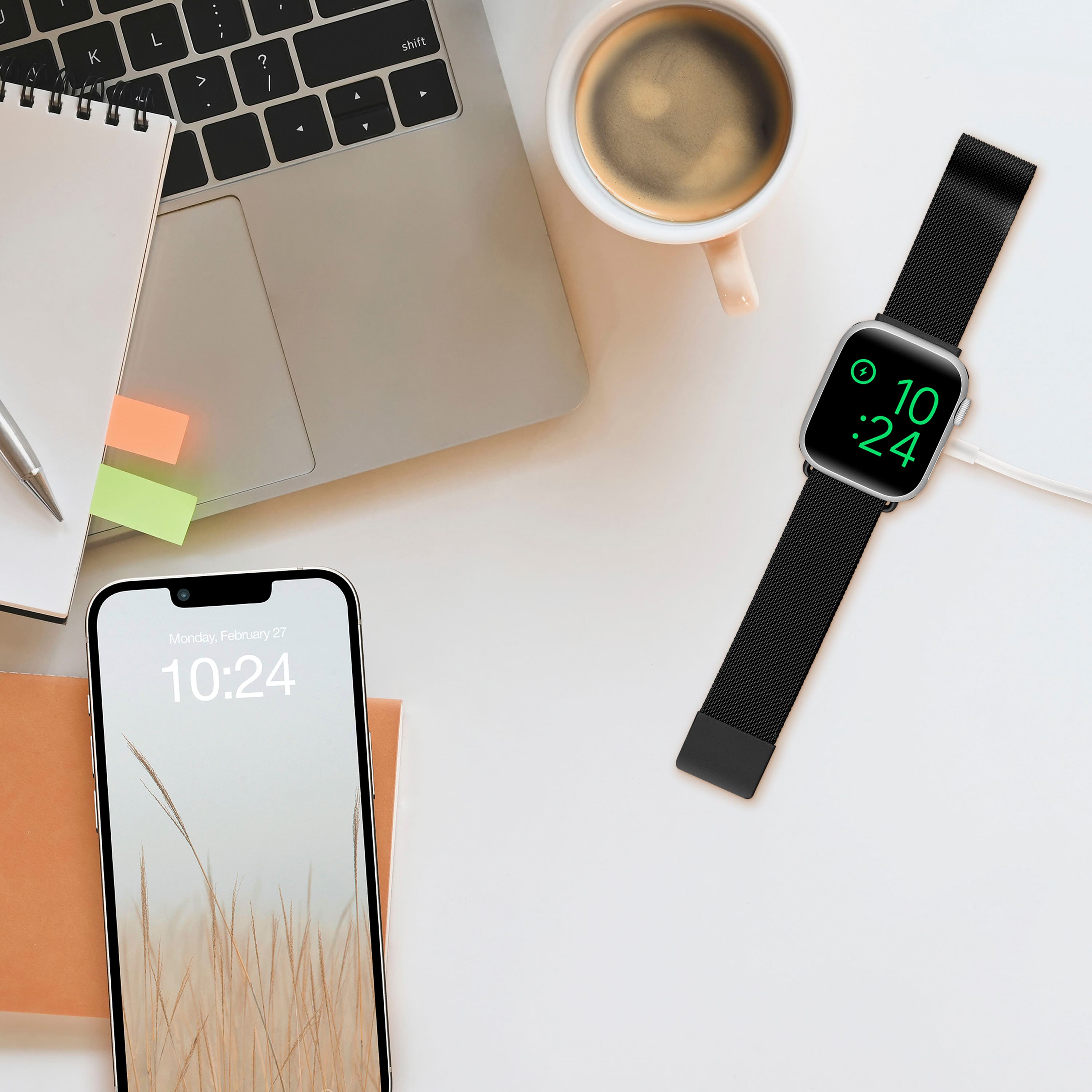 Alt View 14. Insignia™ - Stainless Steel Mesh Band for Apple Watch 38mm, 40mm, 41mm and SE - Black.