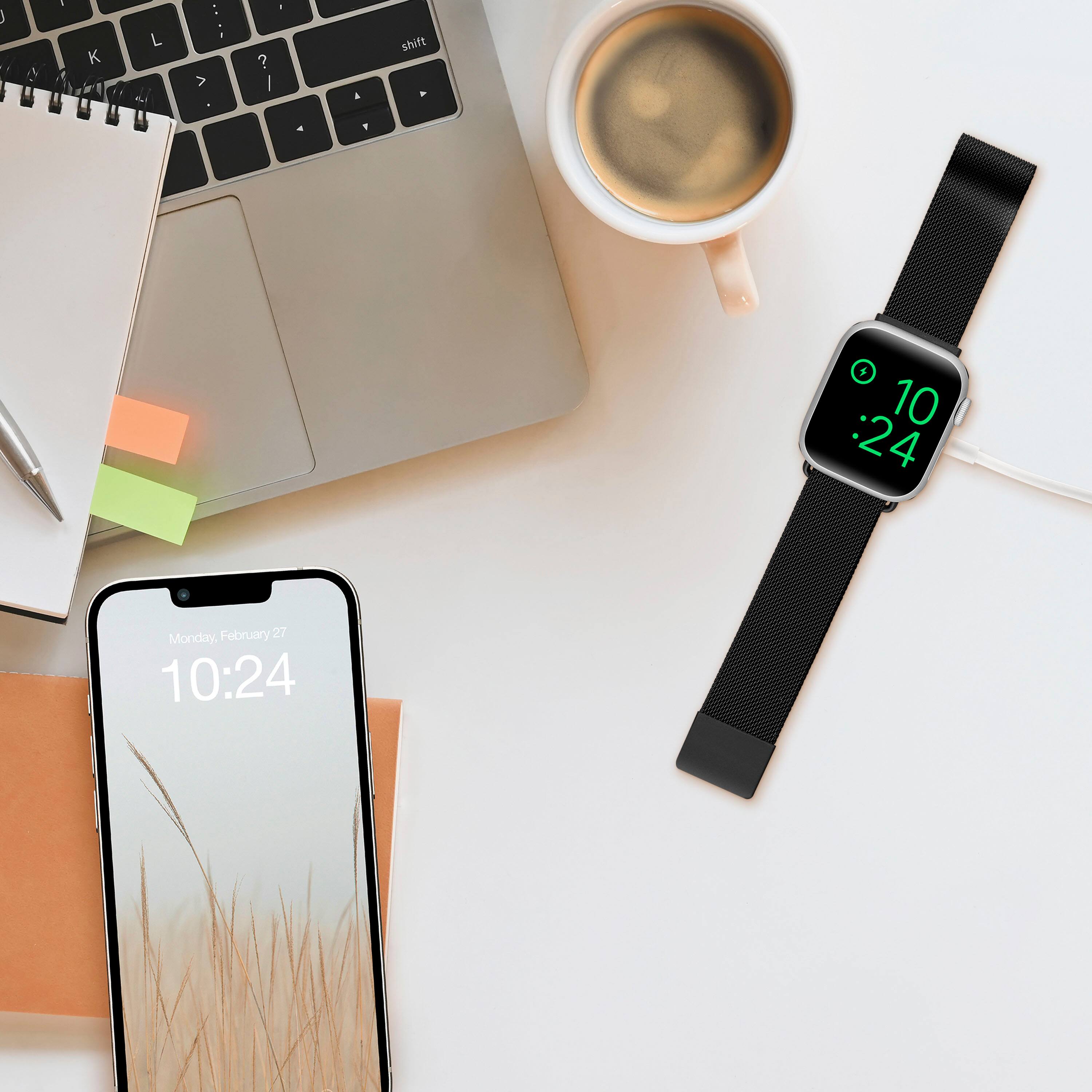 Alt View 14. Insignia™ - Stainless Steel Mesh Band for Apple Watch 38mm, 40mm, 41mm and SE - Black.