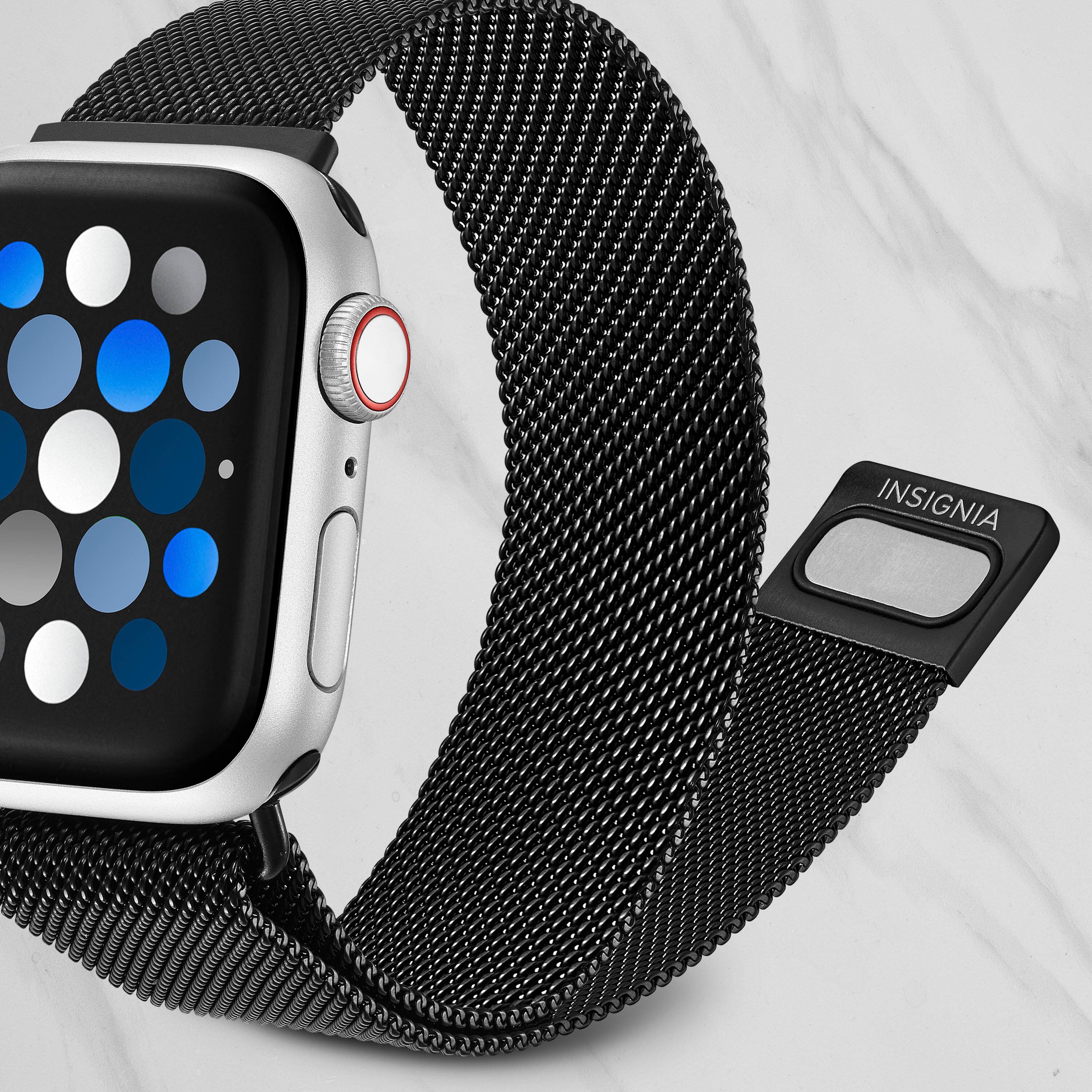 Alt View 15. Insignia™ - Stainless Steel Mesh Band for Apple Watch 38mm, 40mm, 41mm and SE - Black.