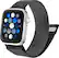 Left. Insignia™ - Stainless Steel Mesh Band for Apple Watch 38mm, 40mm, 41mm and SE - Black.