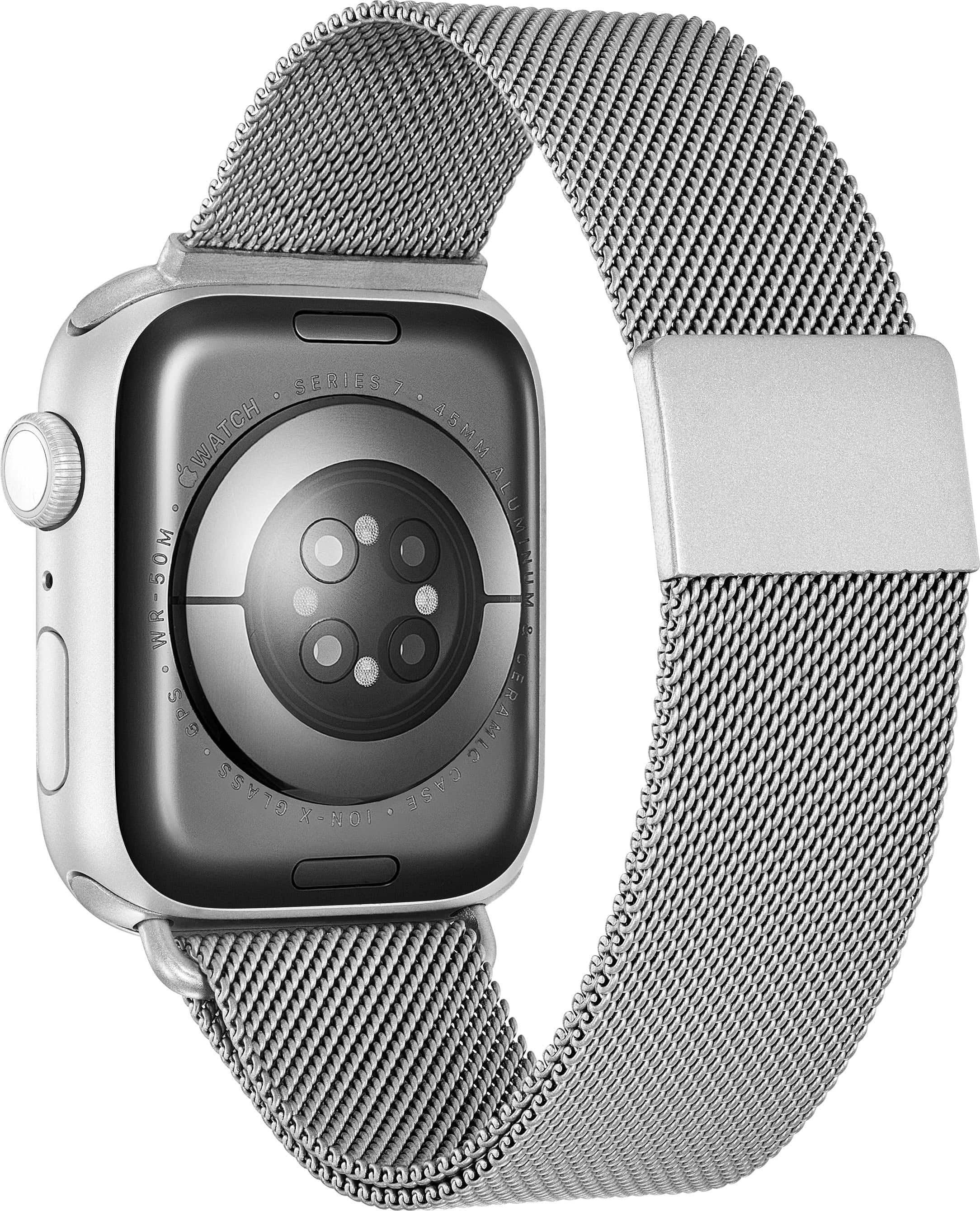 Alt View 12. Insignia™ - Stainless Steel Mesh Band for Apple Watch 42mm, 44mm, 45mm, 49mm, SE, Ultra and Ultra 2 49mm - Silver.