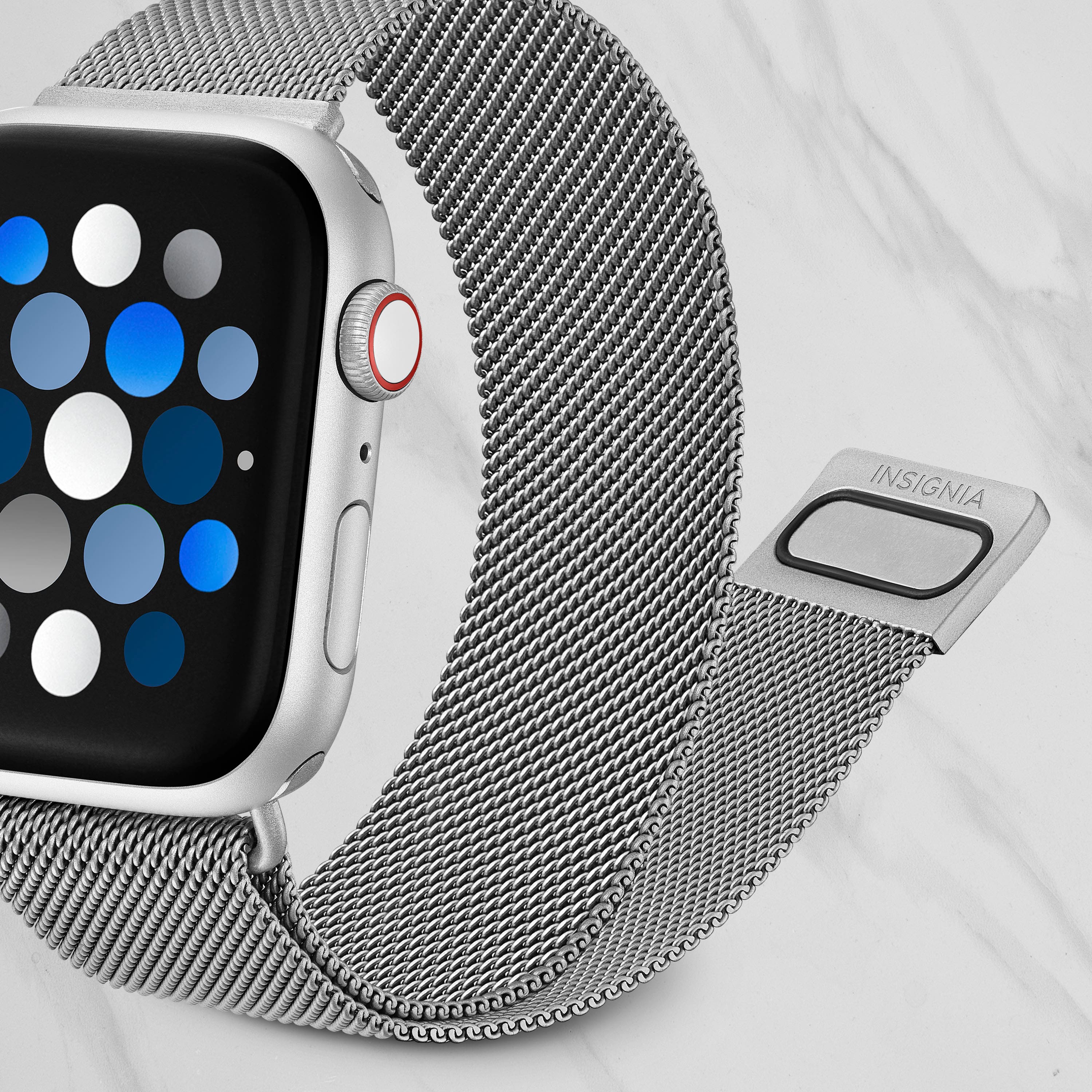 Alt View 14. Insignia™ - Stainless Steel Mesh Band for Apple Watch 42mm, 44mm, 45mm, 49mm, SE, Ultra and Ultra 2 49mm - Silver.