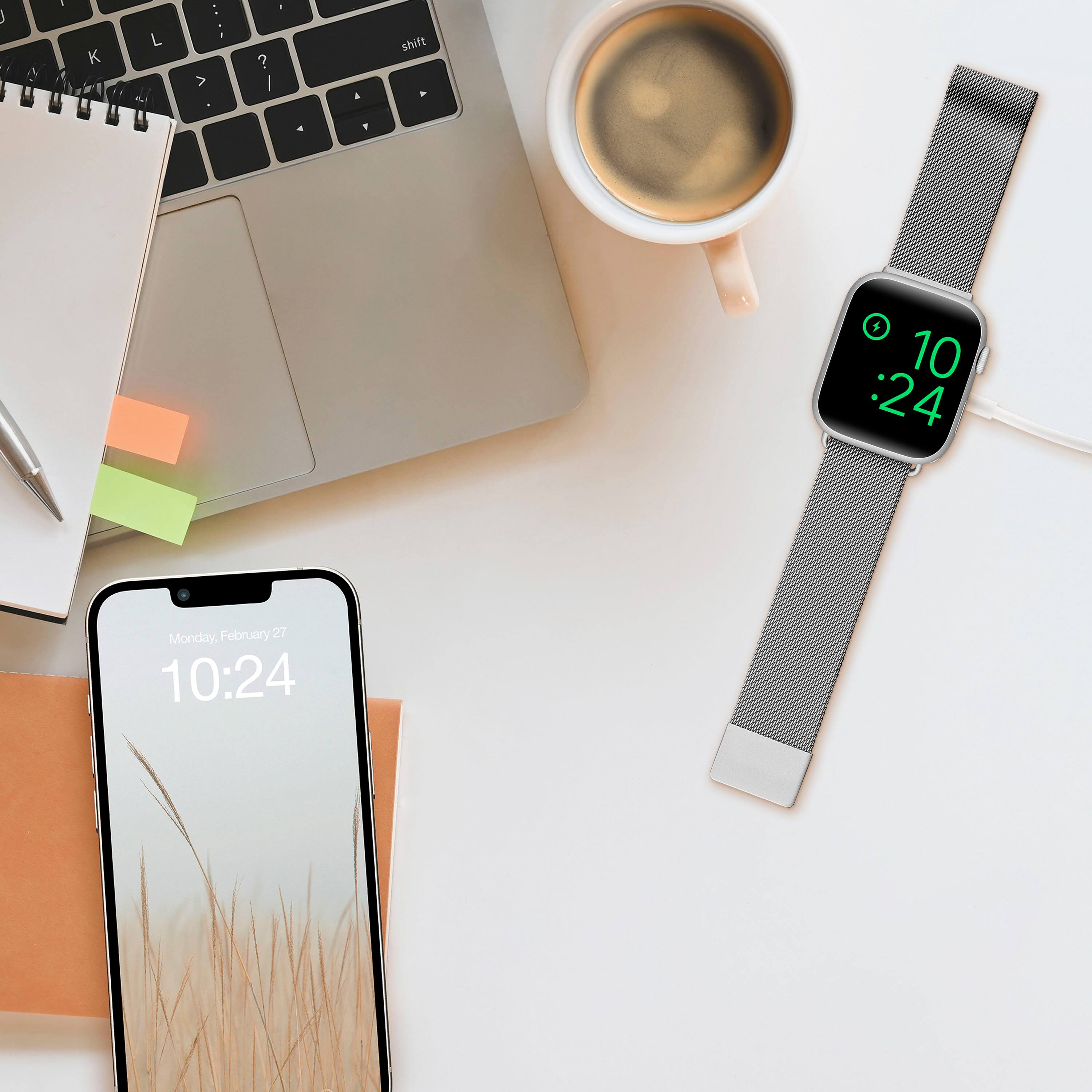 Alt View 15. Insignia™ - Stainless Steel Mesh Band for Apple Watch 42mm, 44mm, 45mm, 49mm, SE, Ultra and Ultra 2 49mm - Silver.