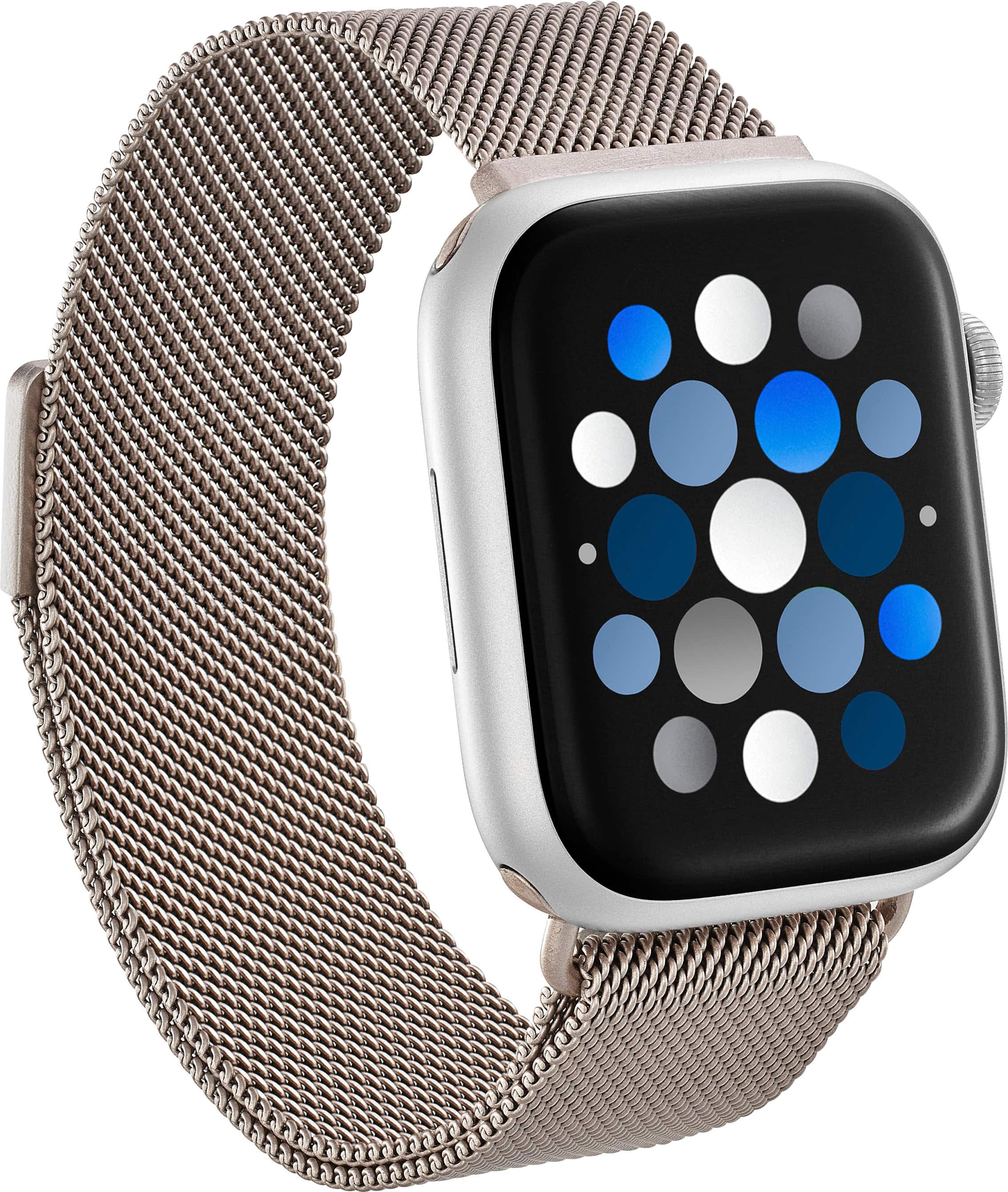 Angle. Insignia™ - Stainless Steel Mesh Band for Apple Watch 42mm, 44mm, 45mm, 49mm, SE, Ultra and Ultra 2 49mm - Champagne.