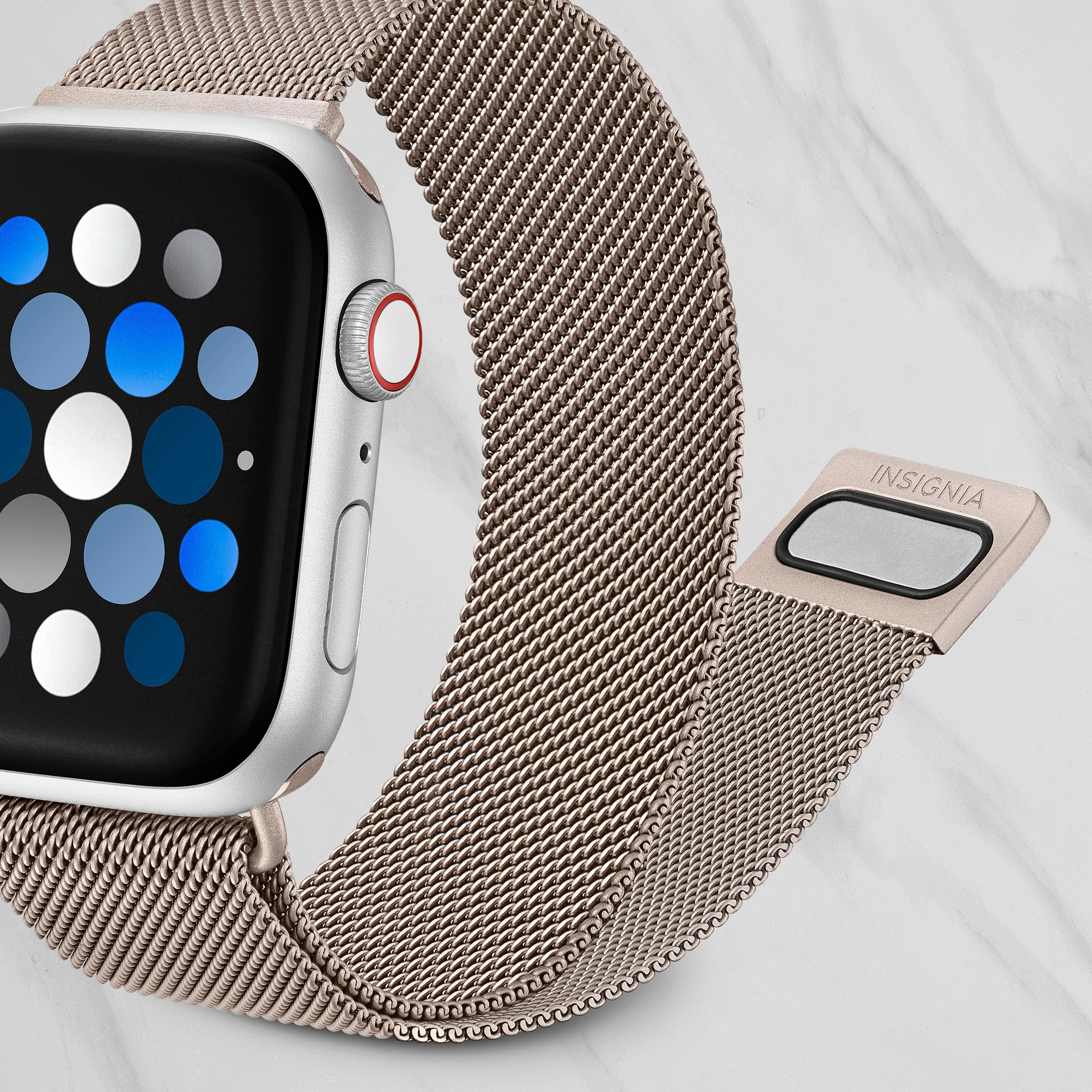 Alt View 15. Insignia™ - Stainless Steel Mesh Band for Apple Watch 42mm, 44mm, 45mm, 49mm, SE, Ultra and Ultra 2 49mm - Champagne.