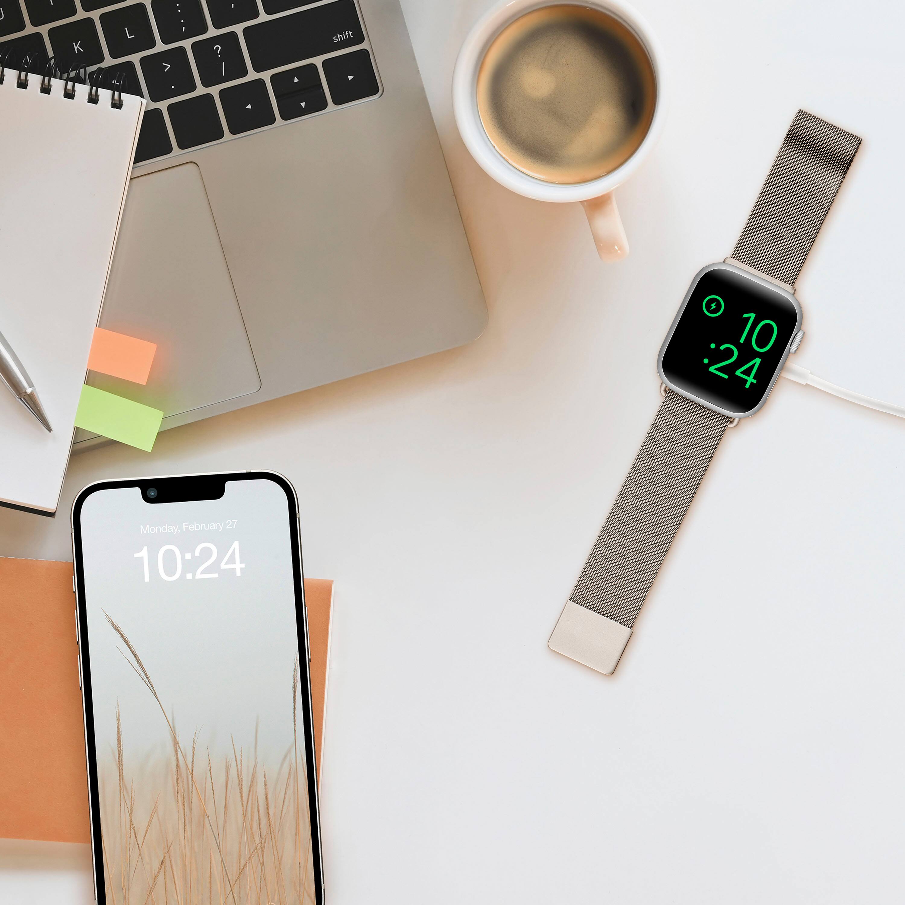 Alt View 14. Insignia™ - Stainless Steel Mesh Band for Apple Watch 38mm, 40mm, 41mm and SE - Champagne.