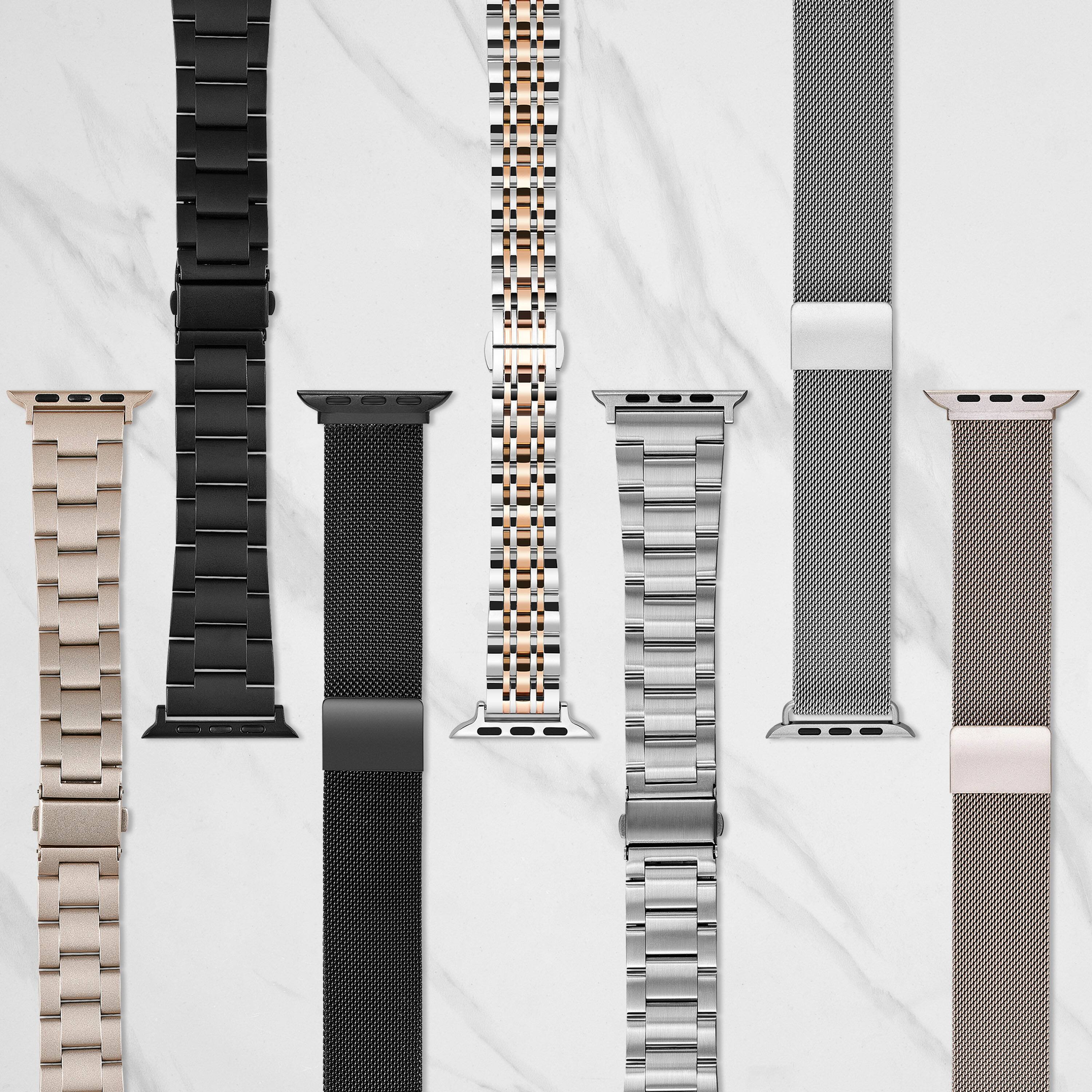 Alt View 16. Insignia™ - Stainless Steel Mesh Band for Apple Watch 38mm, 40mm, 41mm and SE - Champagne.