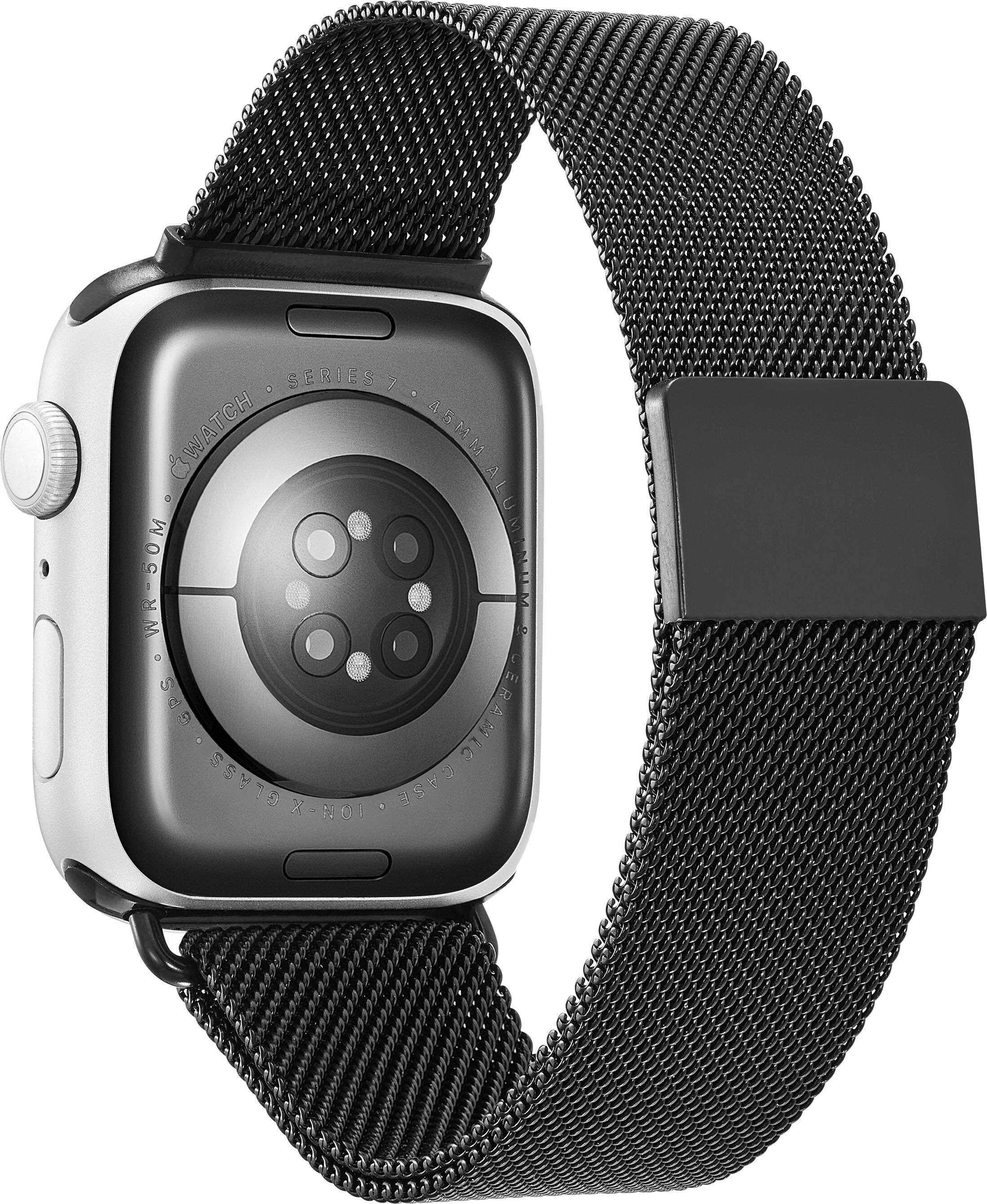 Alt View 12. Insignia™ - Stainless Steel Mesh Band for Apple Watch 42mm, 44mm, 45mm, 49mm, SE, Ultra and Ultra 2 49mm - Black.