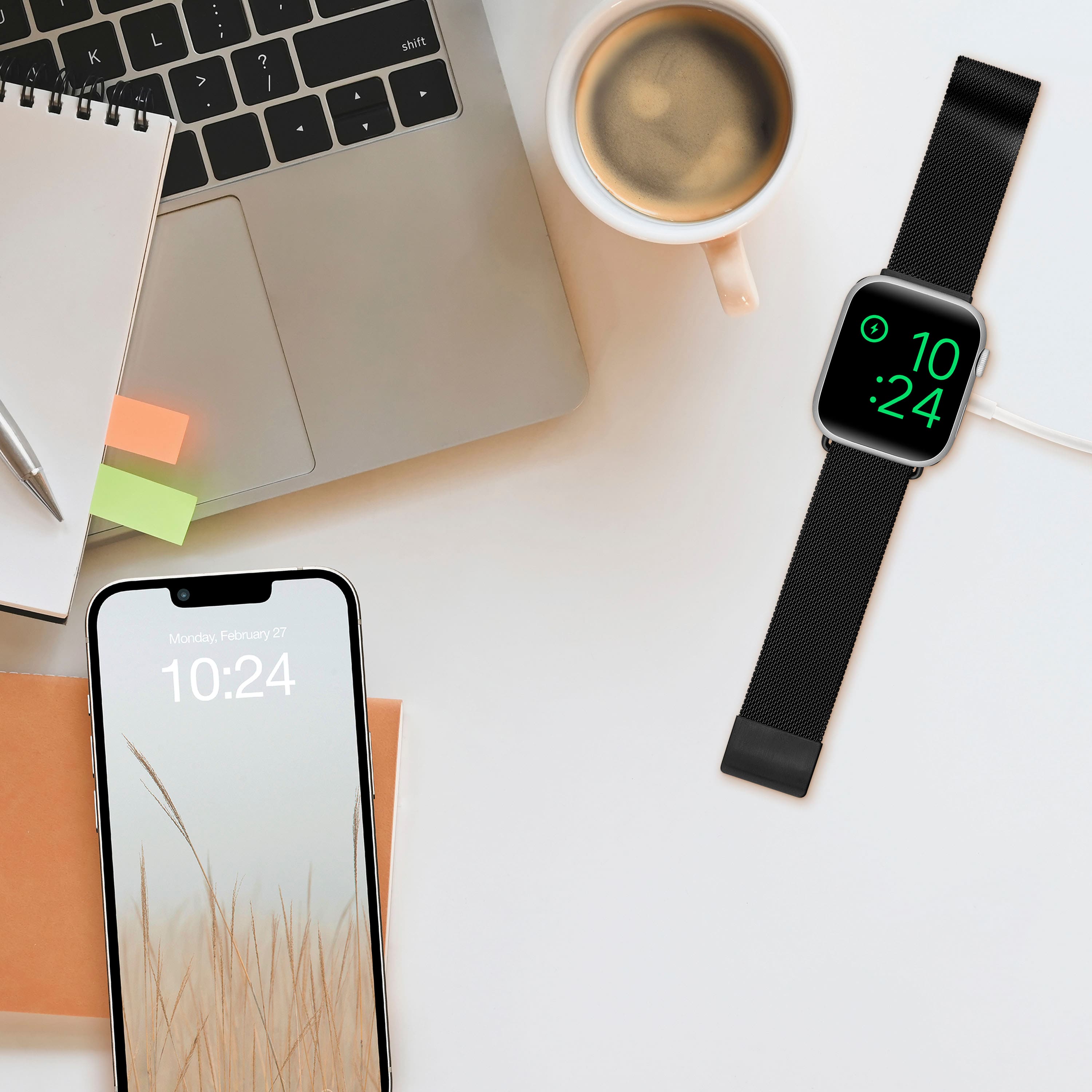 Alt View 14. Insignia™ - Stainless Steel Mesh Band for Apple Watch 42mm, 44mm, 45mm, 49mm, SE, Ultra and Ultra 2 49mm - Black.