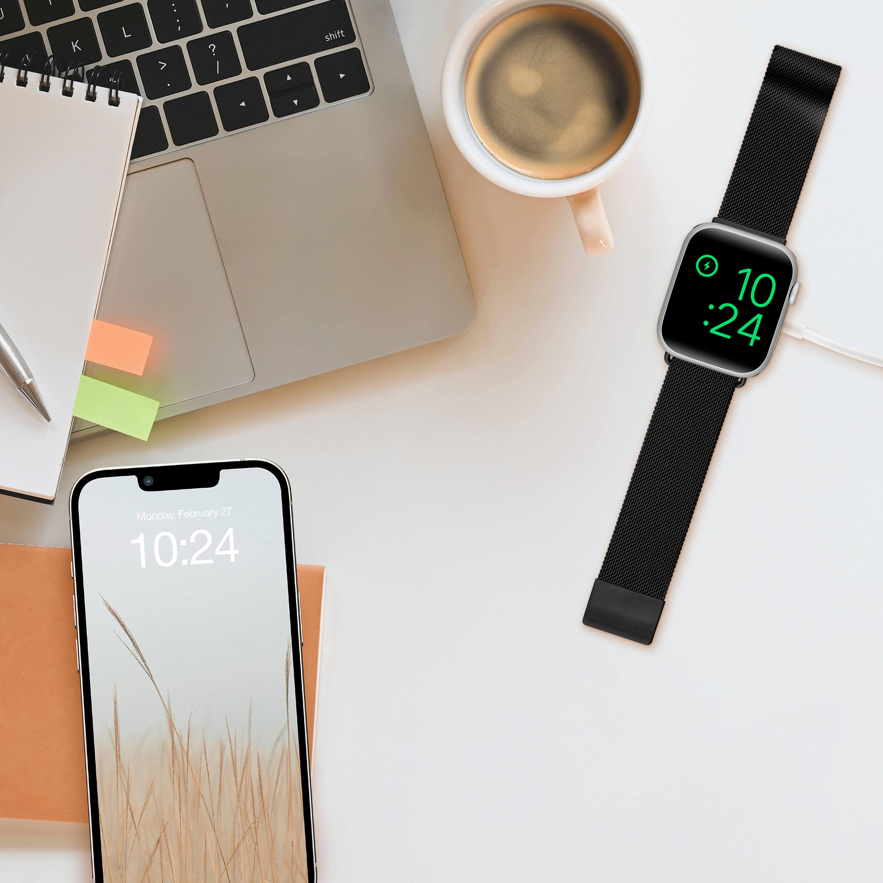 Alt View 14. Insignia™ - Stainless Steel Mesh Band for Apple Watch 42mm, 44mm, 45mm, 49mm, SE, Ultra and Ultra 2 49mm - Black.