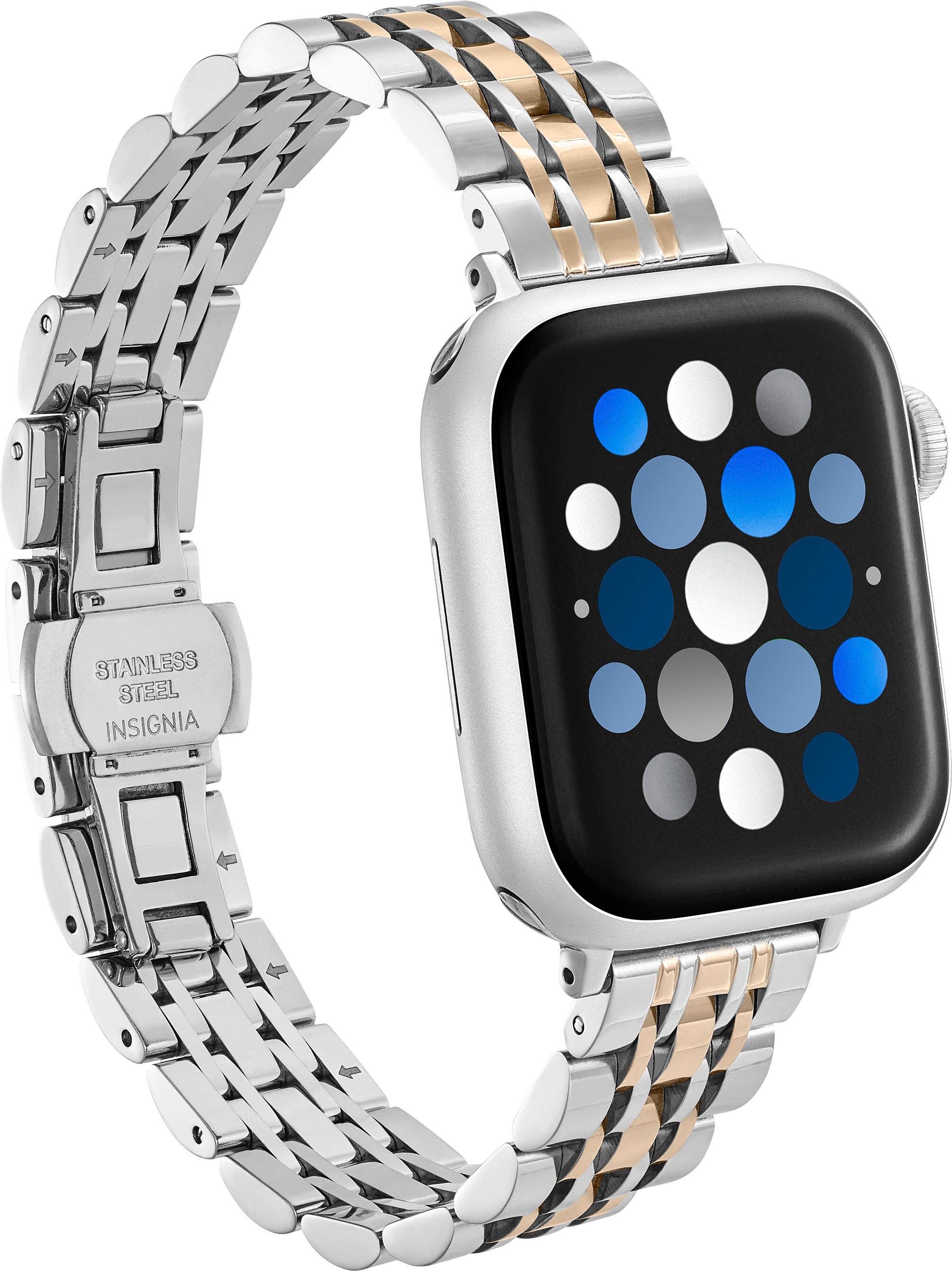 Angle. Insignia™ - Stainless Steel Link Band for Apple Watch 38mm, 40mm, 41mm and SE - Silver & Rose Gold.