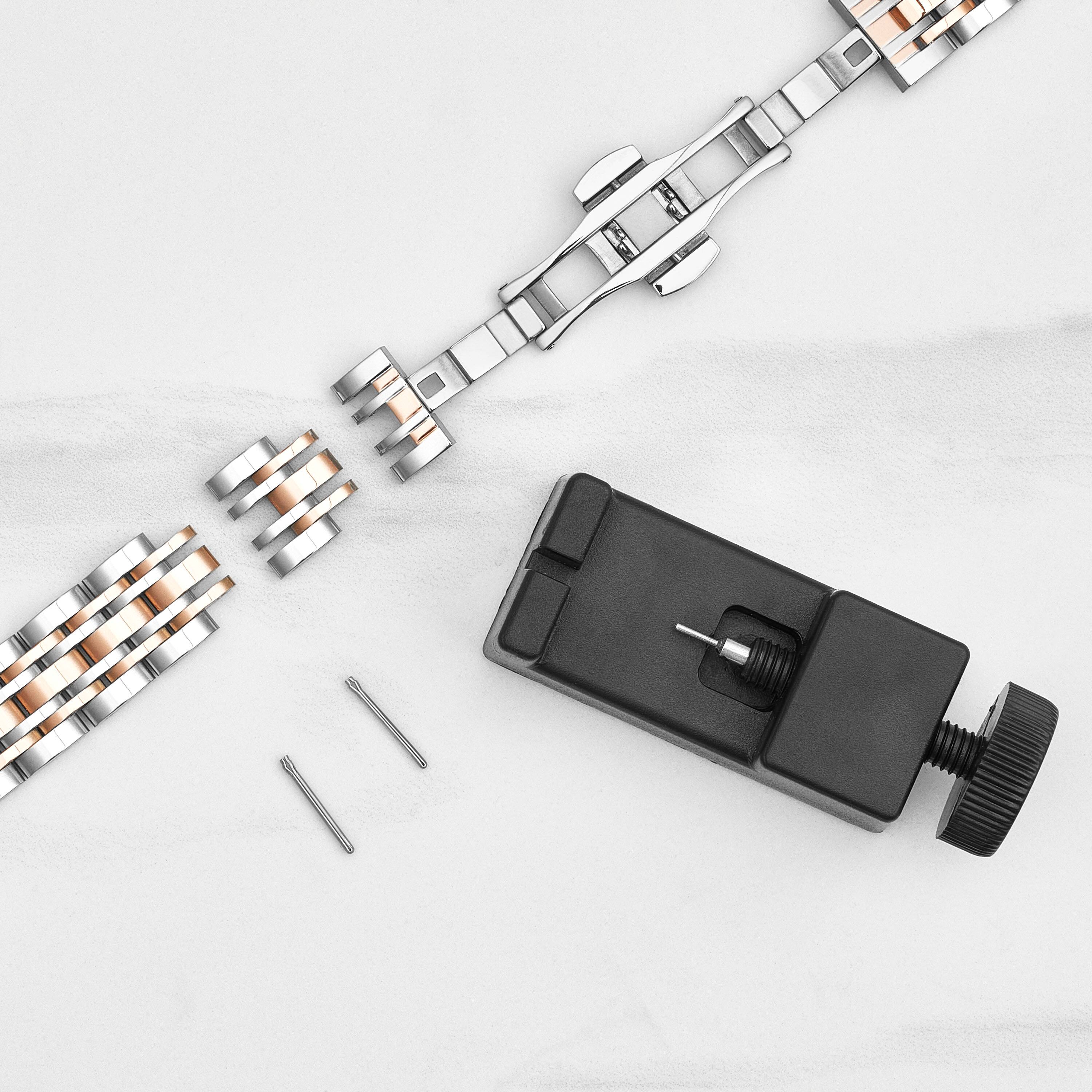 Alt View 14. Insignia™ - Stainless Steel Link Band for Apple Watch 38mm, 40mm, 41mm and SE - Silver & Rose Gold.