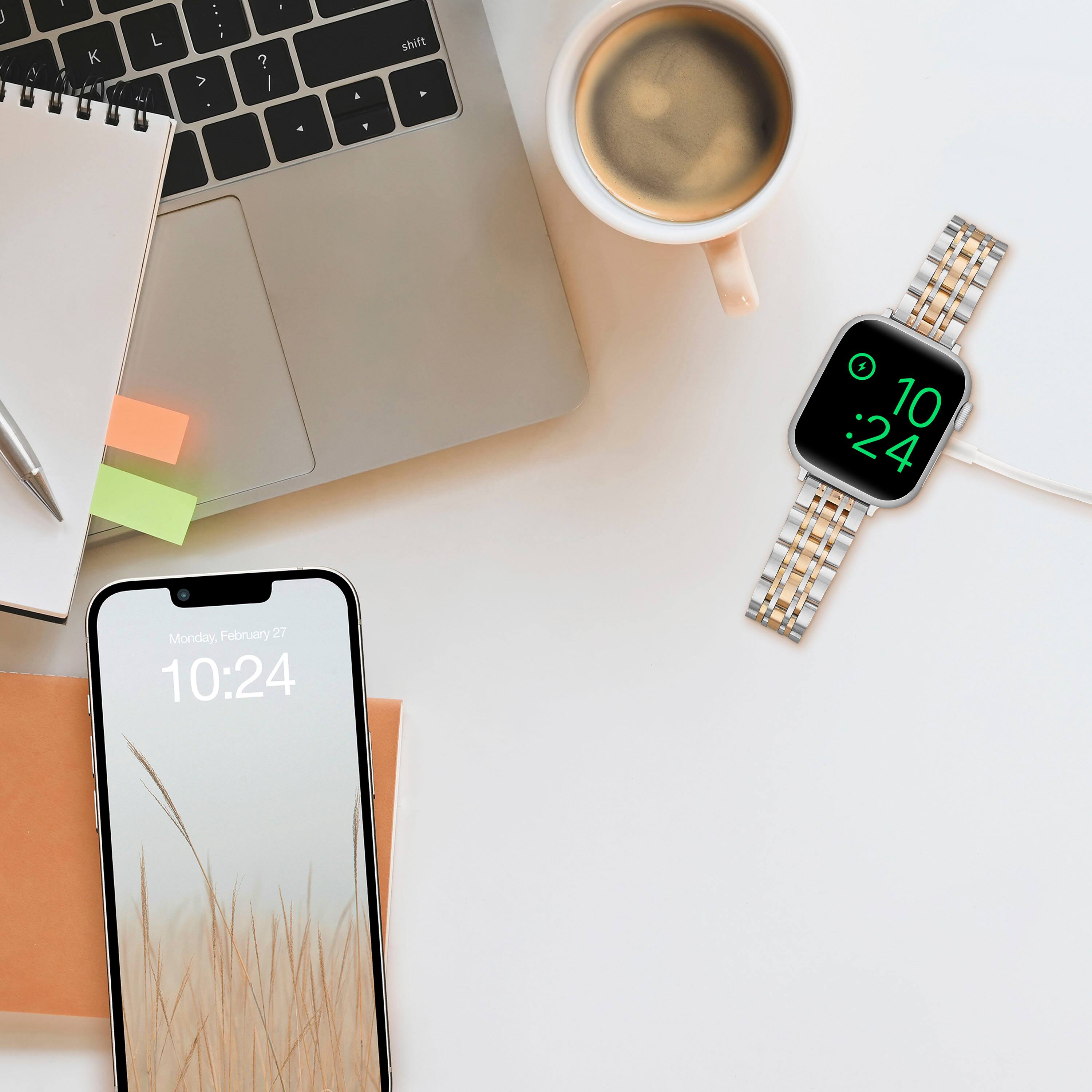 Alt View 16. Insignia™ - Stainless Steel Link Band for Apple Watch 38mm, 40mm, 41mm and SE - Silver & Rose Gold.