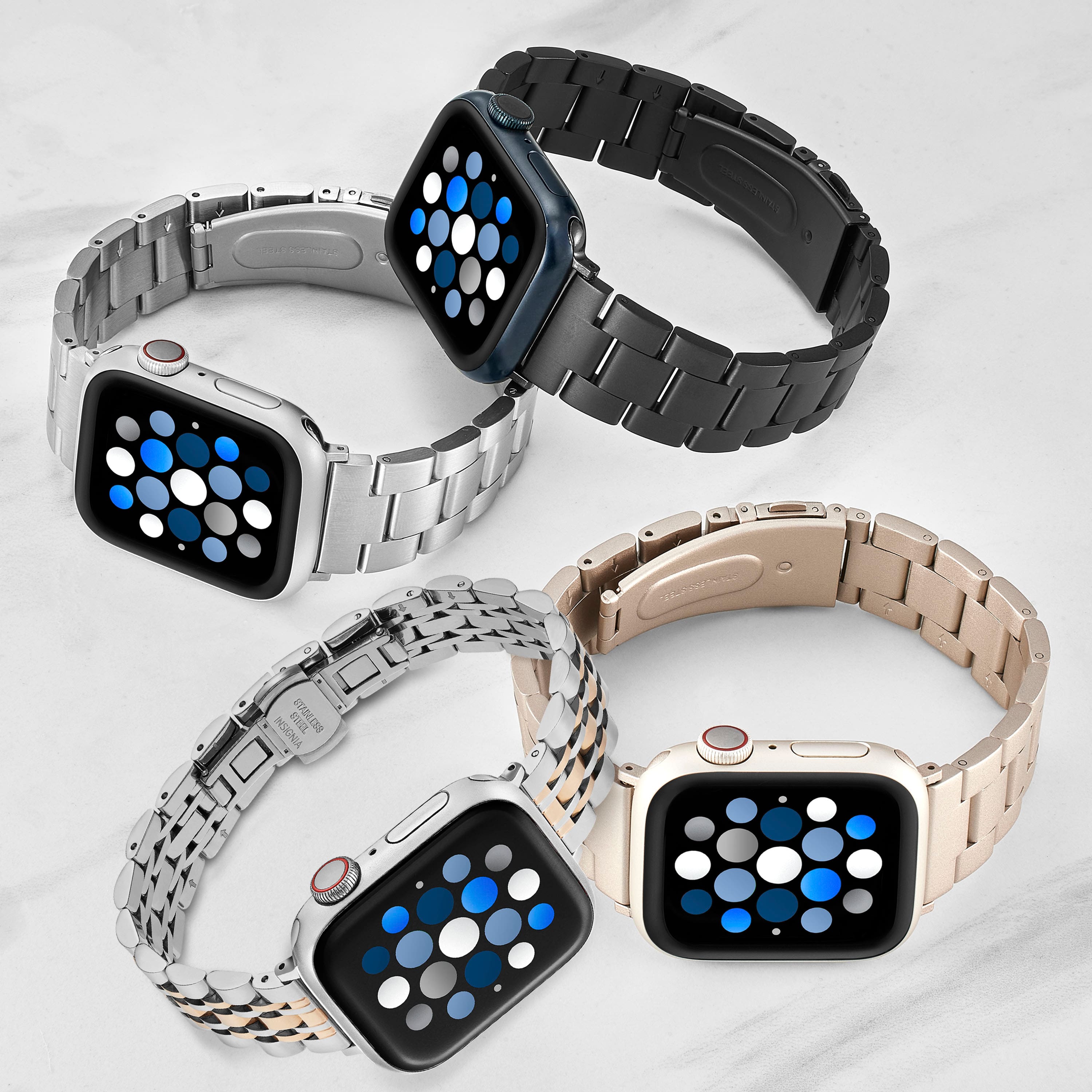 Alt View 18. Insignia™ - Stainless Steel Link Band for Apple Watch 38mm, 40mm, 41mm and SE - Silver & Rose Gold.