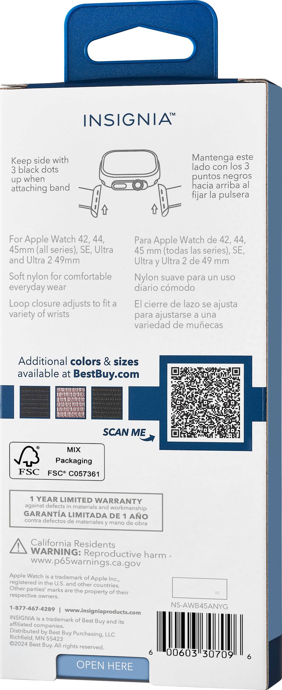 Alt View 20. Insignia™ - Active Nylon Band for Apple Watch 42mm, 44mm, 45mm, SE, Ultra 49mm and Ultra 2 49mm - Olive Green.