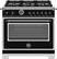 Front. Bertazzoni - 36" Heritage Series range - Gas Oven - 6 brass burners - Black.