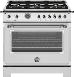 Bertazzoni - 36" Heritage Series range - Gas Oven - 6 brass burners - Stainless Steel - Front_Zoom