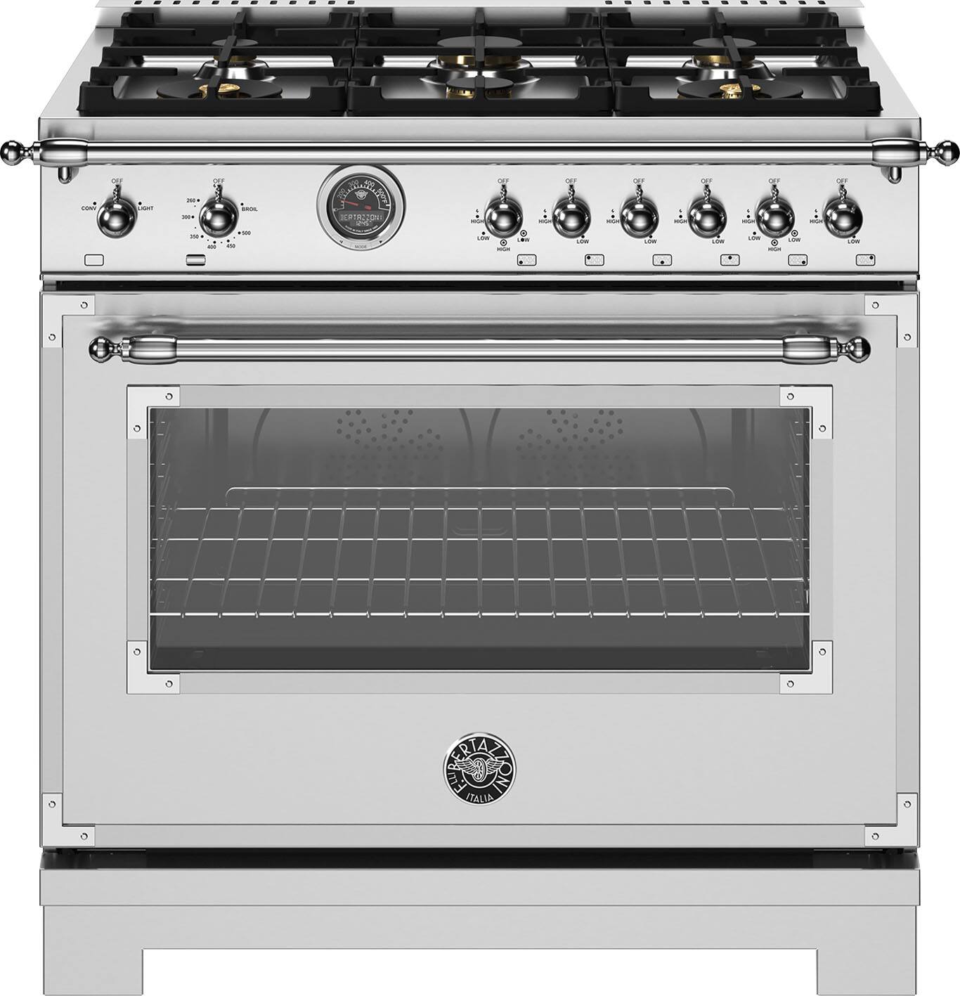 Bertazzoni - 36" Heritage Series range - Gas Oven - 6 brass burners - Stainless Steel