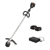 WORX - Nitro 40V 15" Cordless Straight Shaft Grass Trimmer (2 x 4.0 Ah Batteries & 1 x Charger) - Black - Front_Zoom