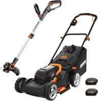 WORX - 40V 17" Cordless Lawn Mower and 20V 12" Cordless Grass Trimmer Combo Kit (2 x 4.0 Ah Batteries & 1 x Charger) - Black - Front_Zoom