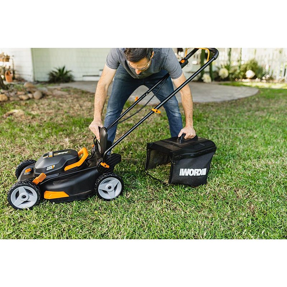 Worx WG911 Power Share 40V Lawn Mower and 20V Grass Trimmer (WG743 and WG163)