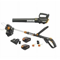 WORX - 20V 12" Cordless Straight Shaft Grass Trimmer & Leaf Blower (2 x 4.0 Ah Batteries & 1 x Charger) - Black - Front_Zoom