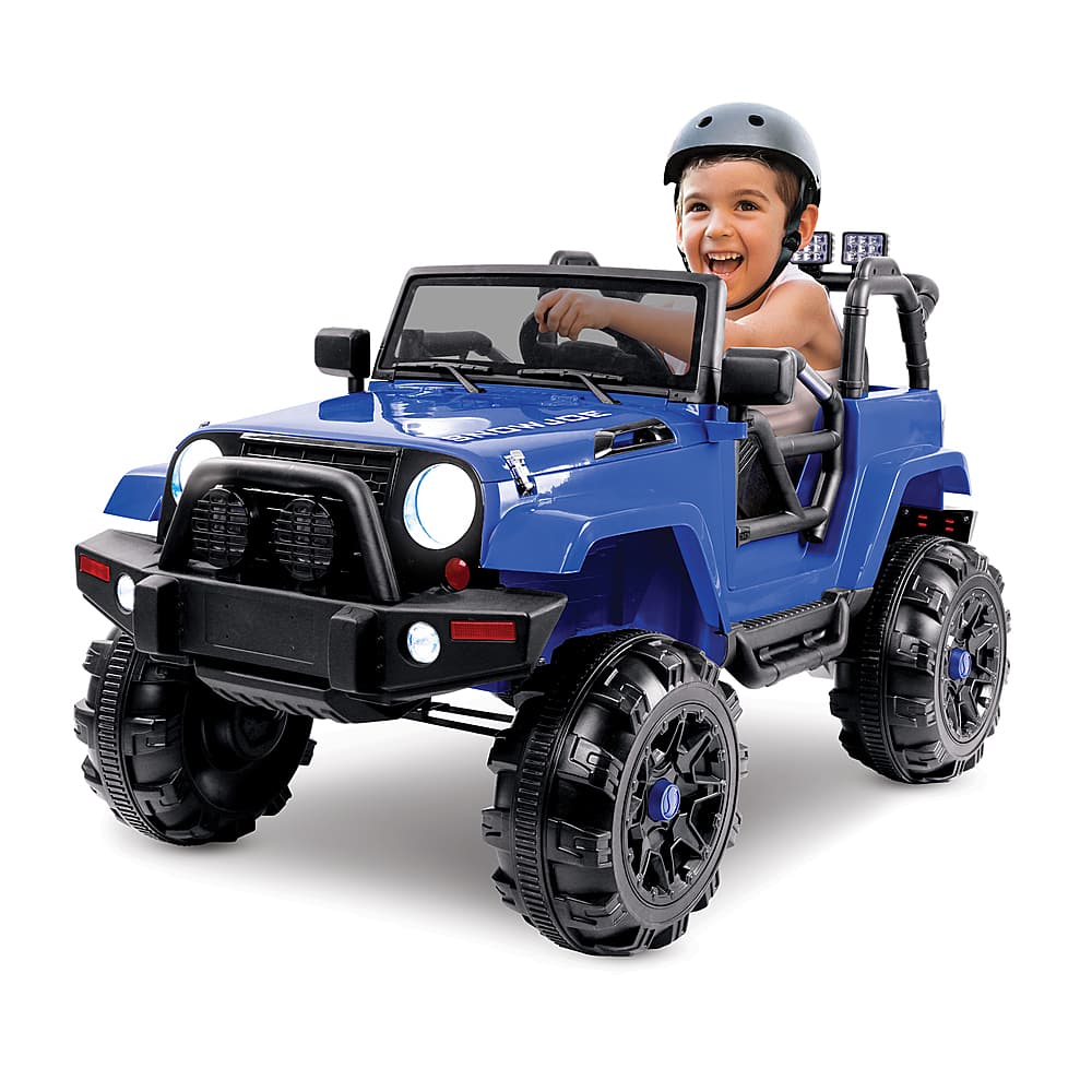 Angle. Snow Joe - 24-Volt Ride-On Kids Truck W/ Parental Remote and Snow Plow - Blue.