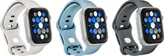 Angle. Best Buy essentials™ - Silicone Band for Apple Watch 38mm, 40mm and 41mm (3-Pack) - Starlight, Blue/Gray and Gray.