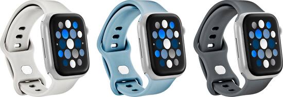 Best Buy essentials Silicone Band for Apple Watch 38mm 40mm 41mm 3 Pack and 42mm Series 10 Starlight Blue Gray and Gray BE AWB41SIL3GY Best Buy