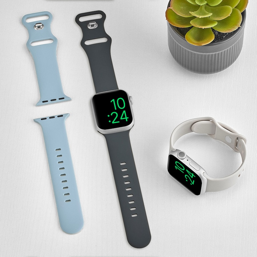 Best Buy Starlight Blue Gray 38mm 40 mm 41 mm Silicone Band for Apple Watch 3 ct