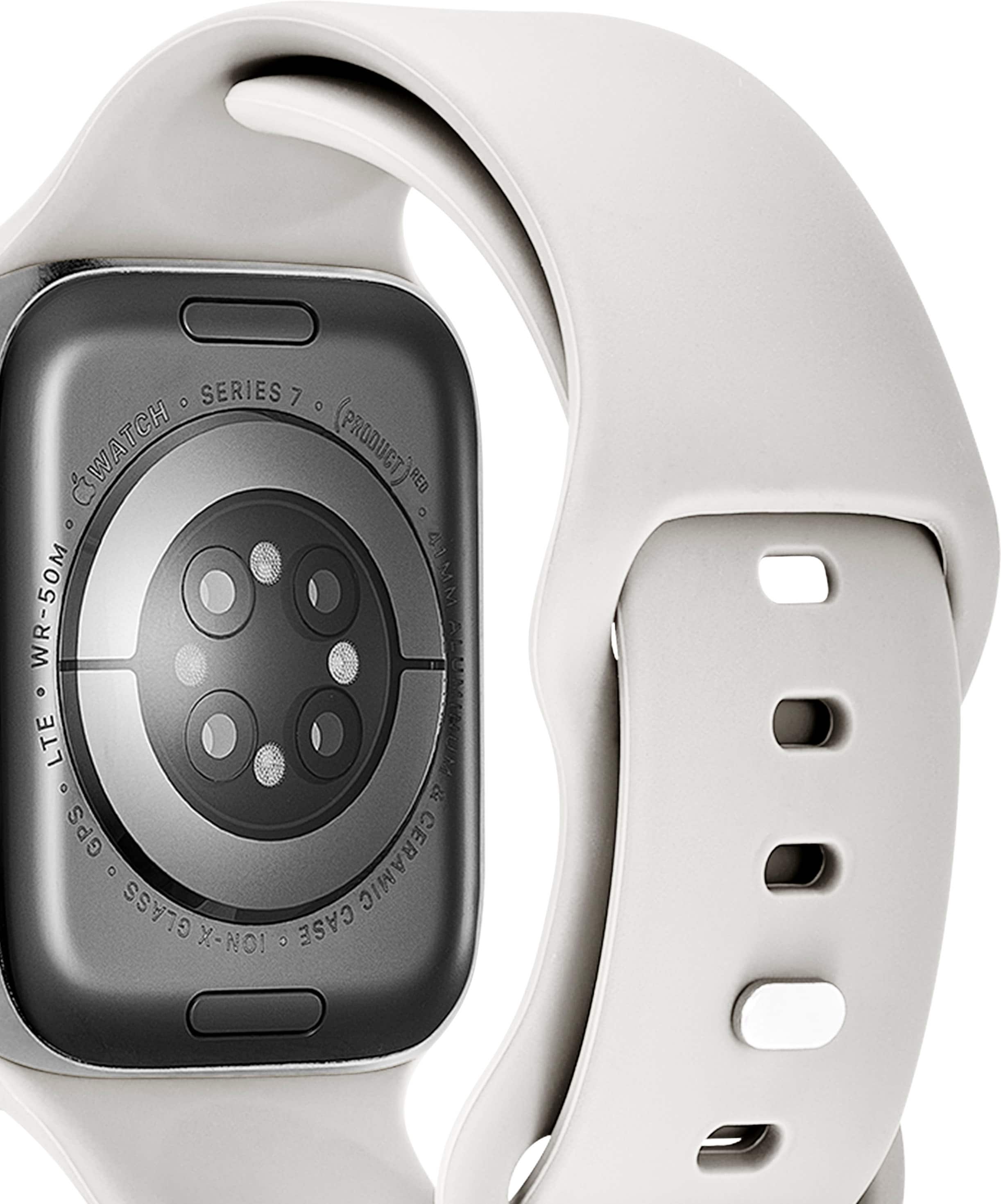 Alt View 15. Best Buy essentials™ - Silicone Band for Apple Watch 38mm, 40mm and 41mm (3-Pack) - Starlight, Blue/Gray and Gray.