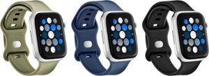 Best Buy essentials™ - Silicone Band for Apple Watch 42mm, 44mm, 45mm, SE, Ultra 49mm and Ultra 2 49mm (3-Pack) - Navy, Green and Black - Angle_Zoom