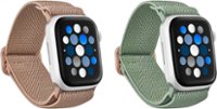 Angle. Best Buy essentials™ - Nylon Band for Apple Watch 38mm, 40mm, 41mm, and SE (2-Pack) - Rose Gold and Eucalyptus.