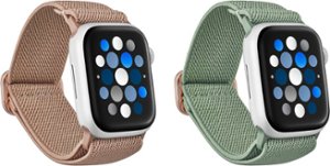 Best Buy essentials™ - Nylon Band for Apple Watch 38mm, 40mm, 41mm, and SE (2-Pack) - Rose Gold and Eucalyptus - Angle_Zoom