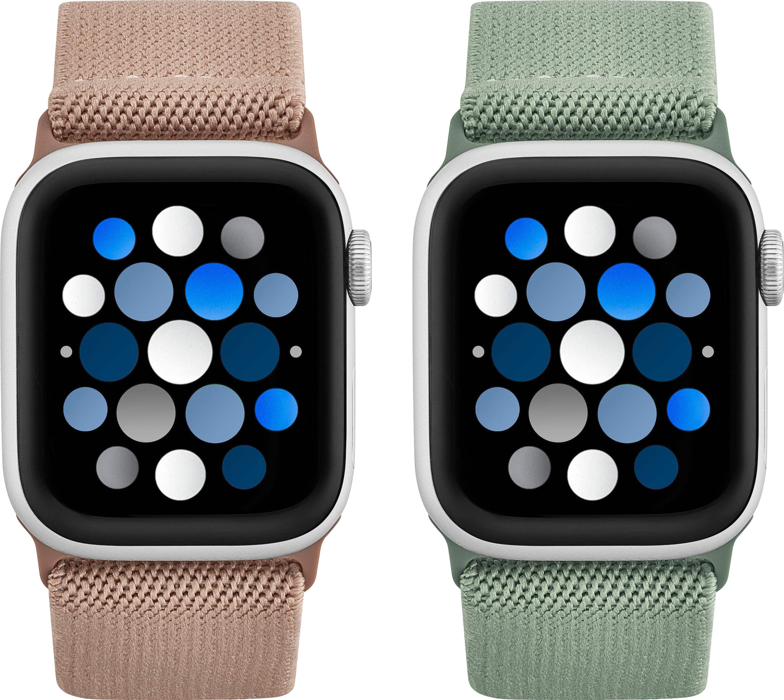Alt View 11. Best Buy essentials™ - Nylon Band for Apple Watch 38mm, 40mm, 41mm, and SE (2-Pack) - Rose Gold and Eucalyptus.