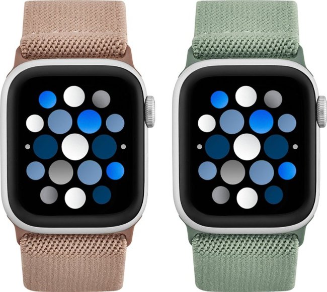 Best Buy essentials™ - Nylon Band for Apple Watch 38mm, 40mm, 41mm, and SE (2-Pack) - Pink & Olive_2