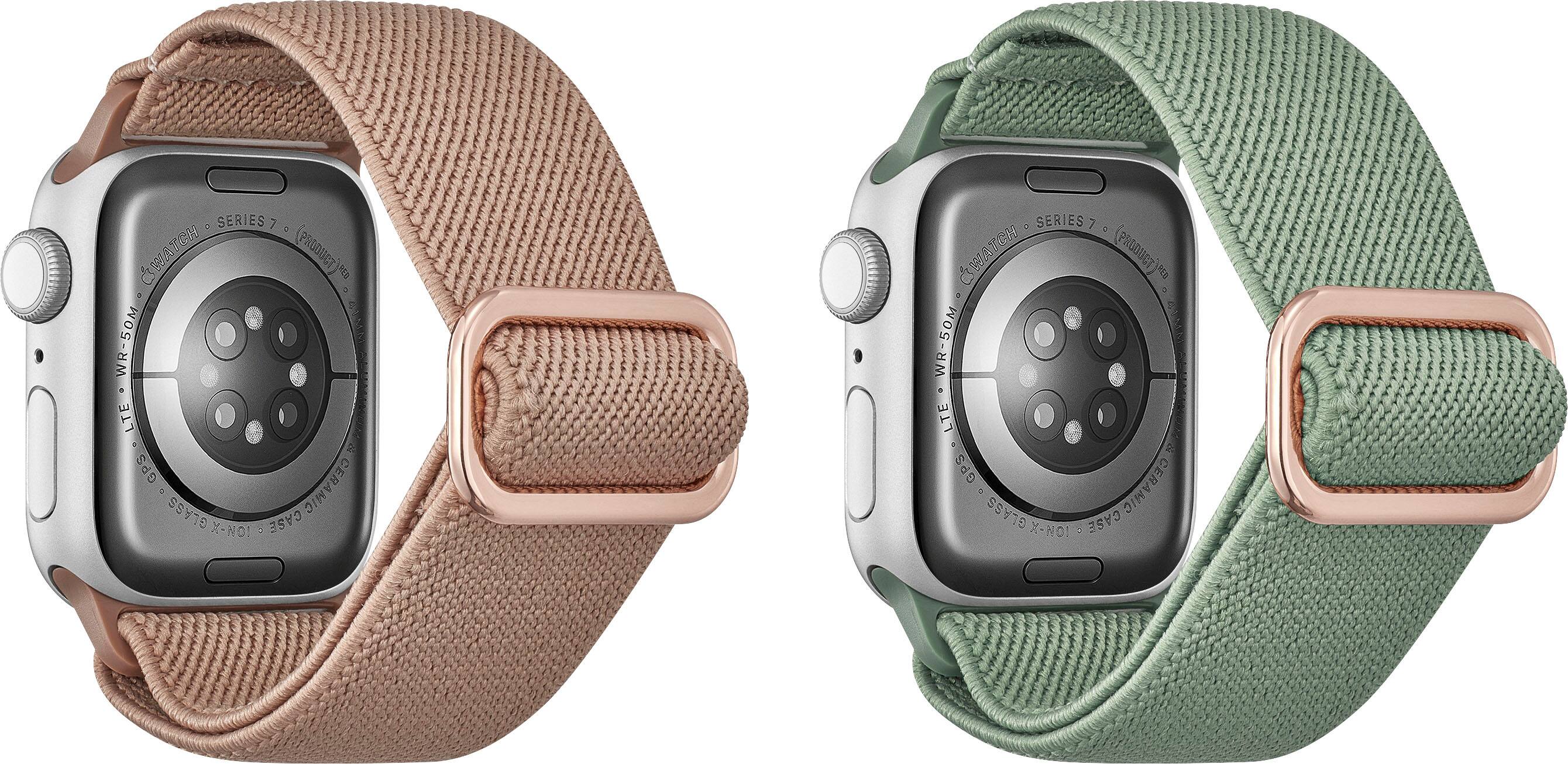 Alt View 12. Best Buy essentials™ - Nylon Band for Apple Watch 38mm, 40mm, 41mm, and SE (2-Pack) - Rose Gold and Eucalyptus.