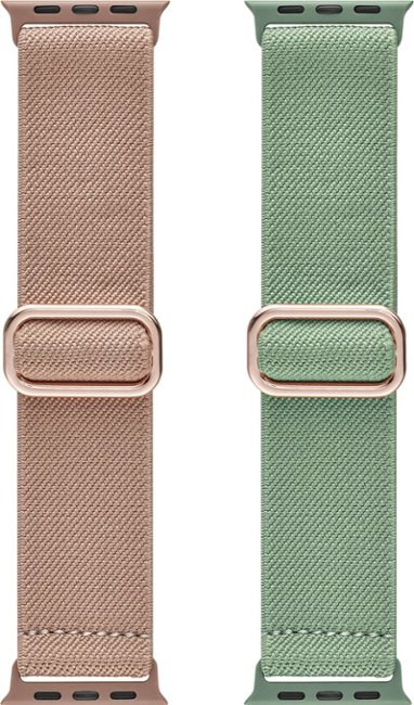 Best Buy essentials™ - Nylon Band for Apple Watch 38mm, 40mm, 41mm, and SE (2-Pack) - Pink & Olive_4