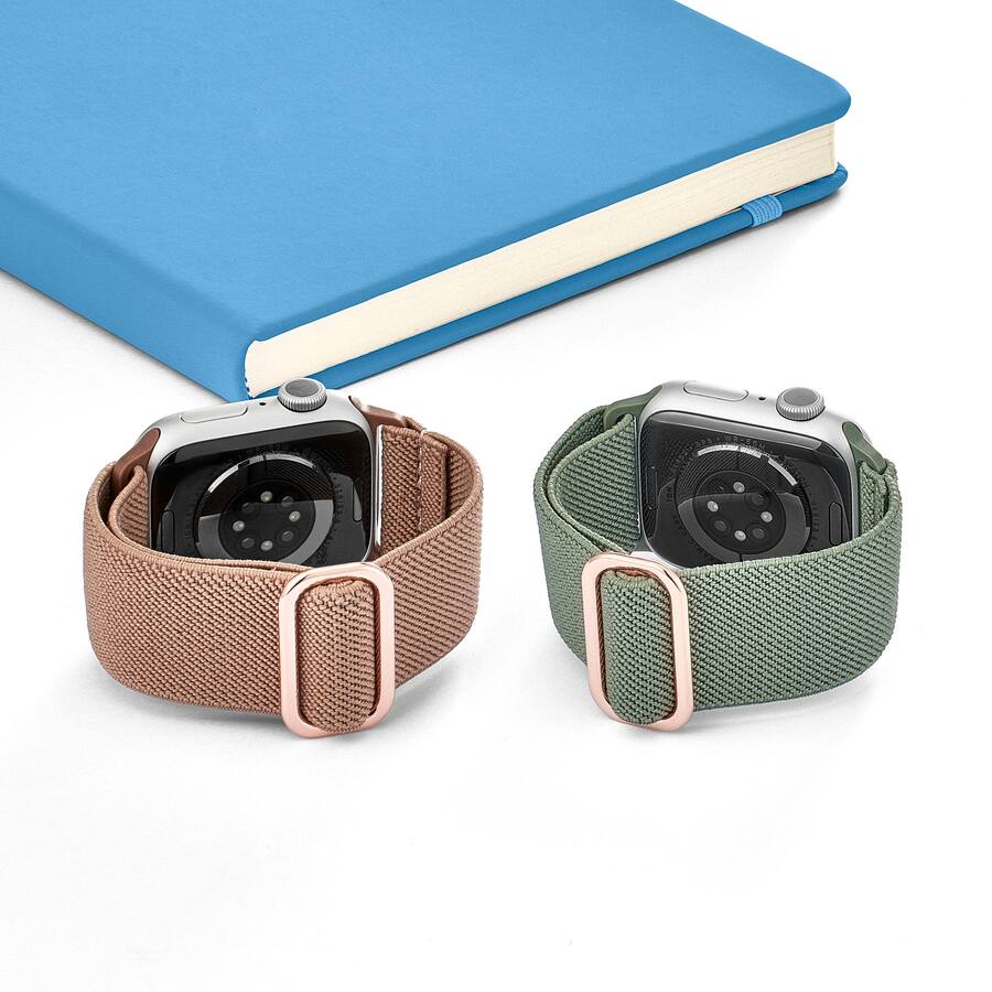 Best Buy essentials Nylon Band for Apple Watch 38mm 40mm 41mm SE 2 Pack and 42mm Series 10 Rose Gold and Eucalyptus BE AWB41SNY2PG Open Box Best Buy