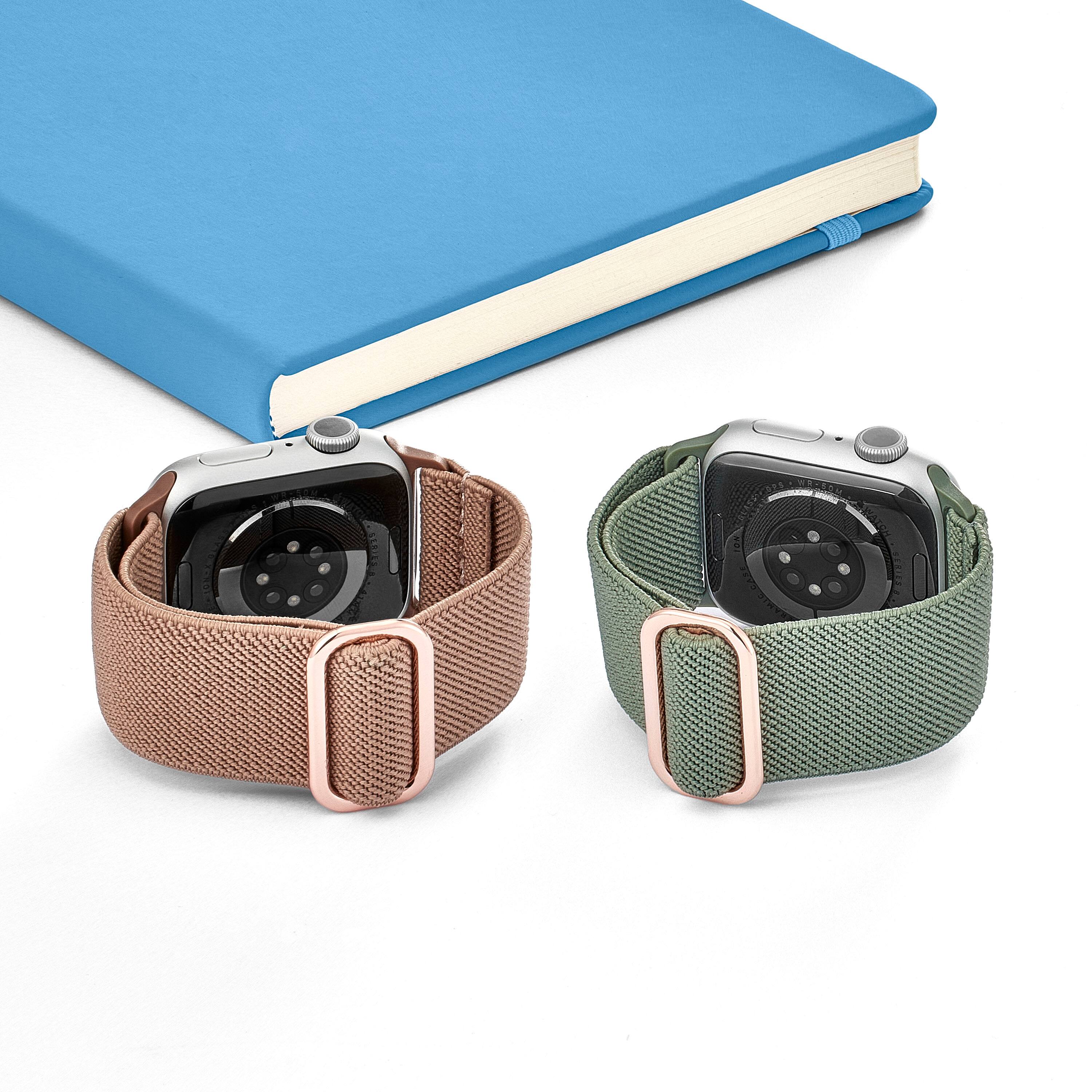 Alt View 14. Best Buy essentials™ - Nylon Band for Apple Watch 38mm, 40mm, 41mm, and SE (2-Pack) - Rose Gold and Eucalyptus.