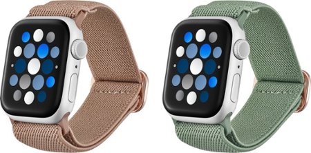 Best Buy essentials™ - Nylon Band for Apple Watch 38mm, 40mm, 41mm, and SE (2-Pack) - Pink & Olive_1