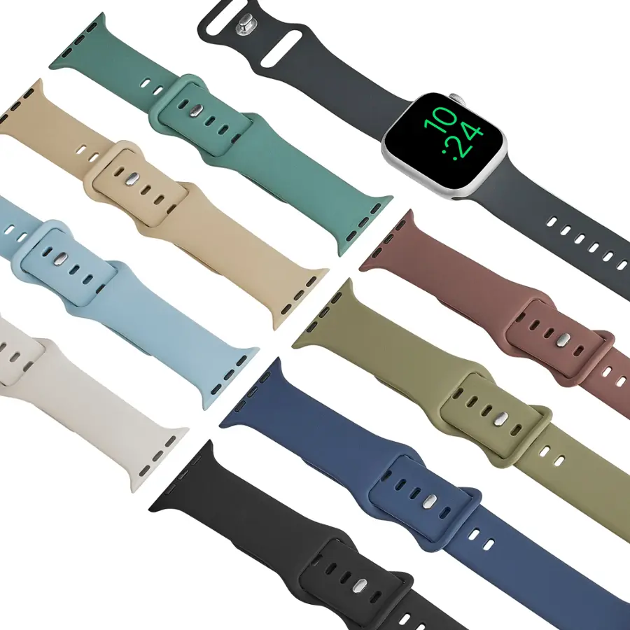 Alt View 16. Best Buy essentials™ - Silicone Bands for Apple Watch 42mm, 44mm, 45mm, SE, Ultra 49mm and Ultra 2 49mm (3-Pack) - Starlight, Blue/Gray and Gray.