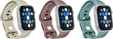 Angle. Best Buy essentials™ - Silicone Bands for Apple Watch 38mm, 40mm and 41mm (3-Pack) - Cream, Cherry and Sage Green.