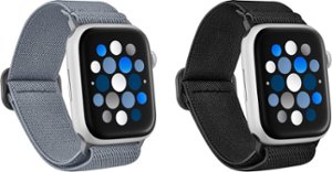 Best Buy essentials™ - Nylon Band for Apple Watch 42mm, 44mm, 45mm, SE, Ultra 49mm and Ultra 2 49mm (2-Pack) - Black & Gray - Angle_Zoom