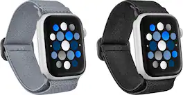 Best Buy essentials™ - Nylon Band for Apple Watch 42mm, 44mm, 45mm, SE (1-3), 46mm, Ultra 49mm and Ultra 2 49mm (2-Pack) - Black & Gray