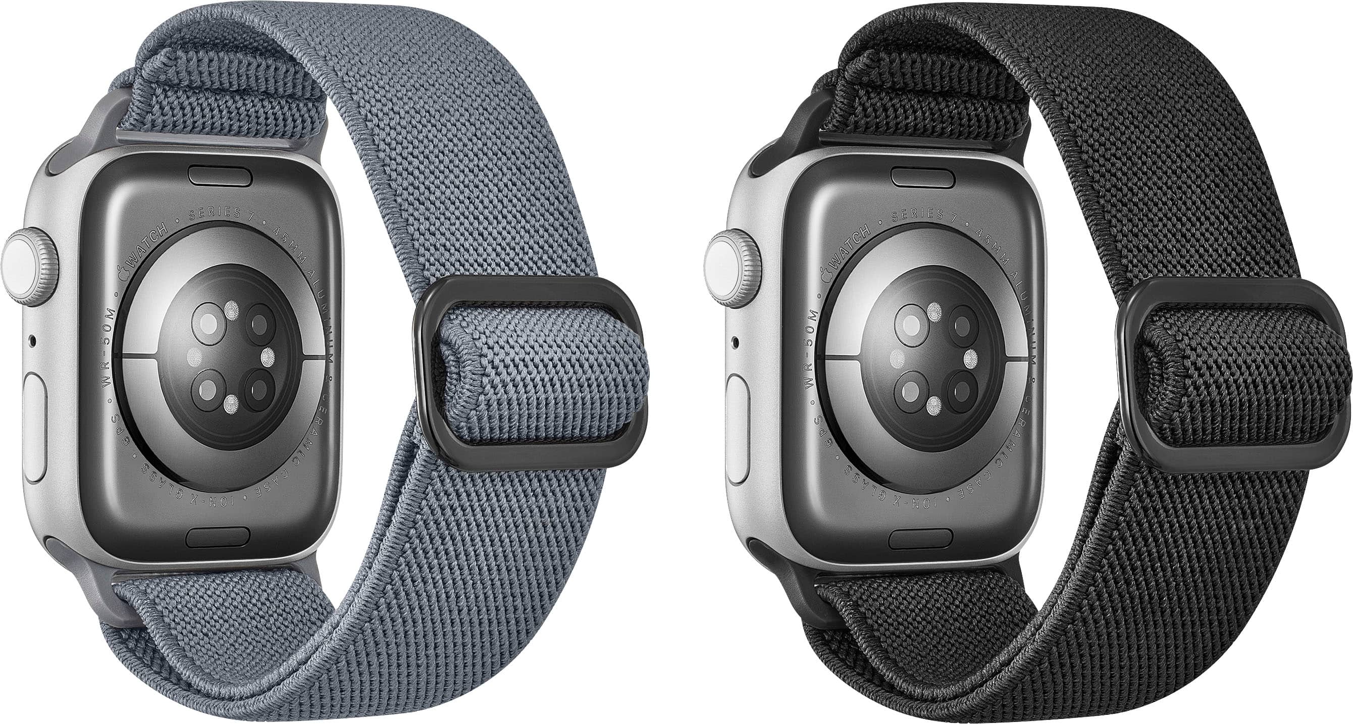 Alt View 12. Best Buy essentials™ - Nylon Band for Apple Watch 42mm, 44mm, 45mm, SE, Ultra 49mm and Ultra 2 49mm (2-Pack) - Black & Gray.