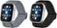 Left. Best Buy essentials™ - Nylon Band for Apple Watch 42mm, 44mm, 45mm, SE, Ultra 49mm and Ultra 2 49mm (2-Pack) - Black & Gray.