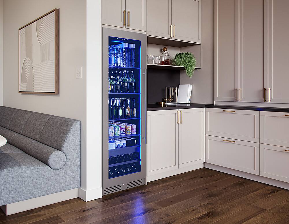 Alt View 14. Zephyr - Presrv 24 in. 14-Bottle and 266-Can Single Zone Full Size Beverage Cooler - Stainless Steel + Glass.